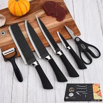 Premium 6-Piece Professional Kitchen Knife Set – With Scissors & Ceramic Peeler