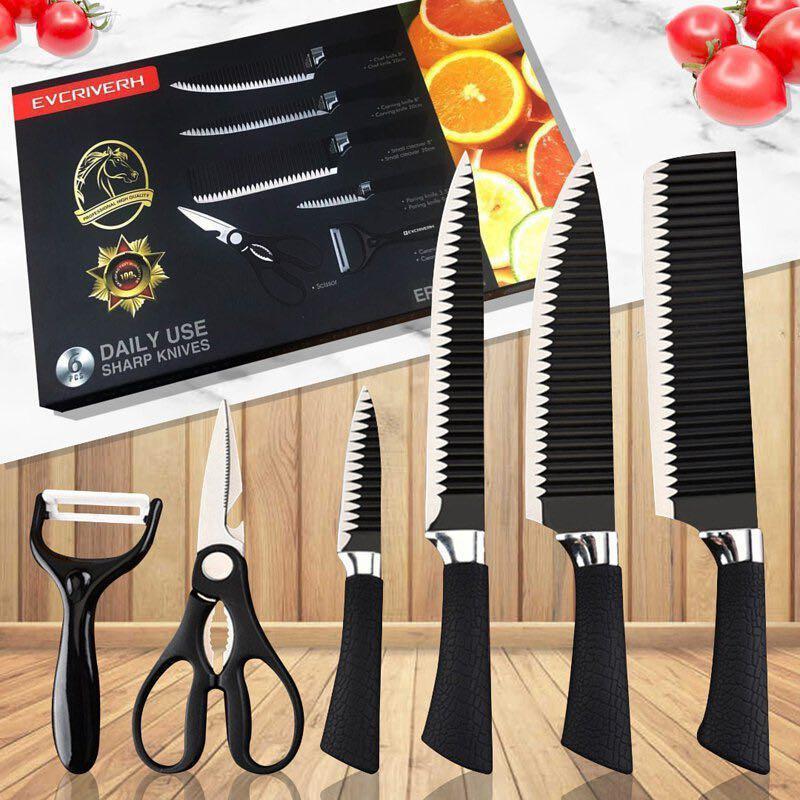 Premium 6-Piece Professional Kitchen Knife Set – With Scissors & Ceramic Peeler