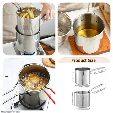 Stainless Steel Deep Fryer Pot with Strainer – Perfect for Crispy Delights!